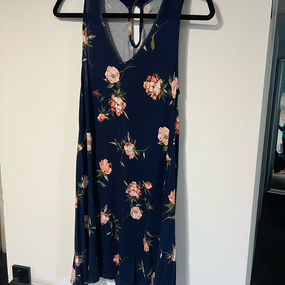 Lulu's Blue Sleeveless V-Neck Sundress